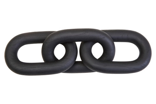 Cato Black Wood Three Link Chain Decor