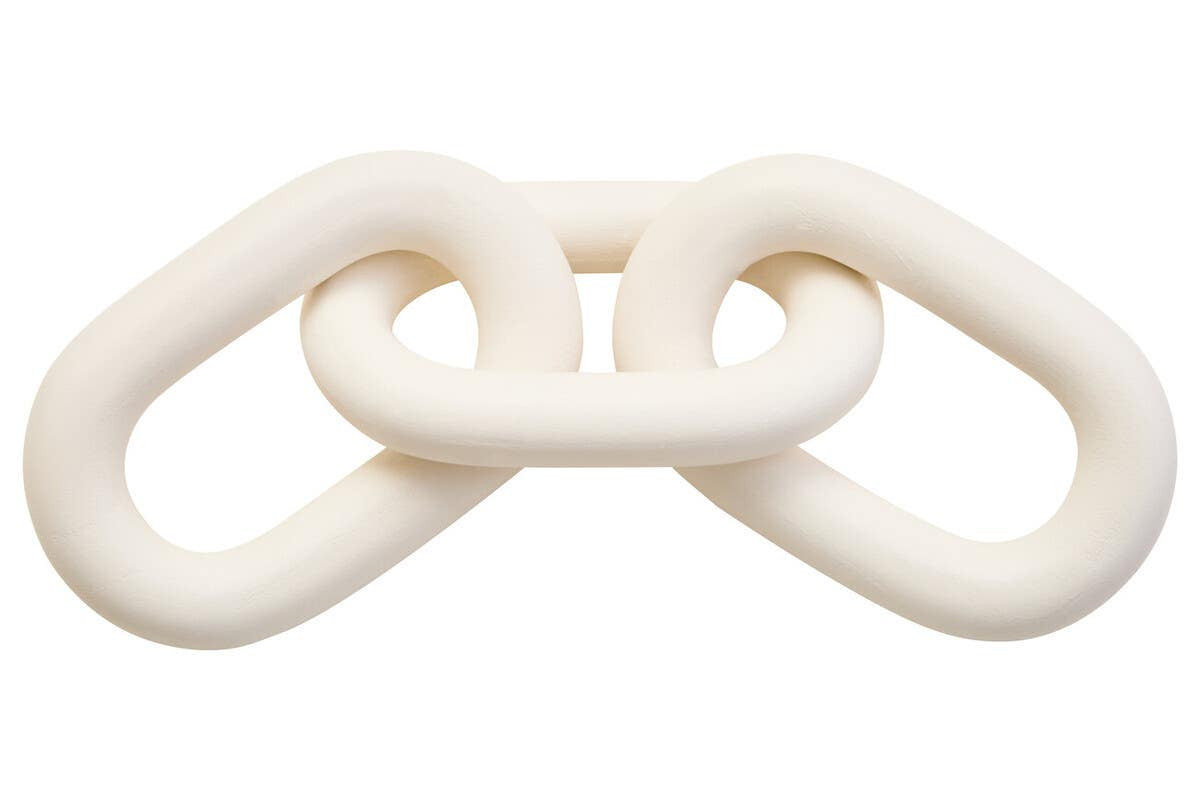 Cato White Wood 3 Link Chain Decor