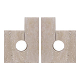 Tibor Set of Two Sculptural Travertine Bookends