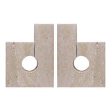 Tibor Set of Two Sculptural Travertine Bookends