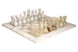 Flos Carved White Marble and Green Onyx Chess Set