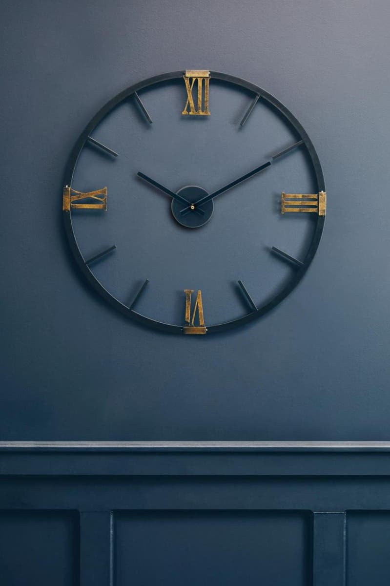 Kent Round Black Metal Wall Clock