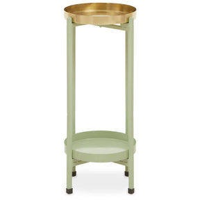 Sabia Green And Gold Two Tiered Plant Stand