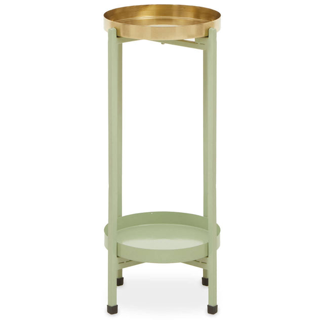 Sabia Green And Gold Two Tiered Plant Stand