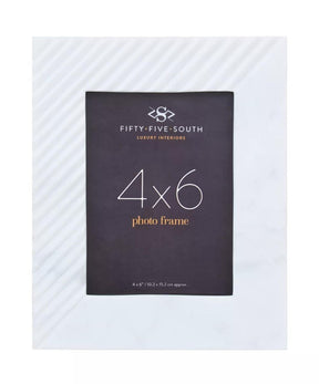 Oxana Small Ribbed White Marble Photo Frame