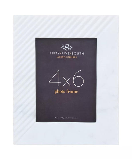 Oxana Small Ribbed White Marble Photo Frame