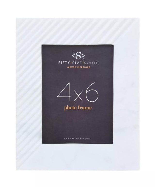 Oxana Small Ribbed White Marble Photo Frame