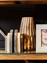 Oxana Small Ribbed White Marble Photo Frame