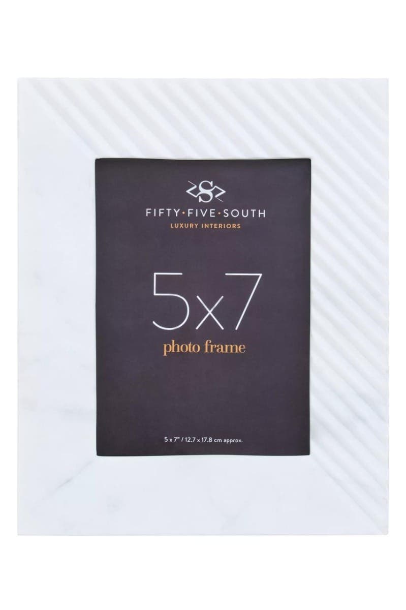 Oxana Large Ribbed White Marble Photo Frame