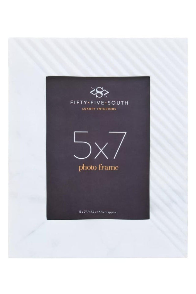 Oxana Large Ribbed White Marble Photo Frame