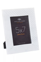 Oxana Large Ribbed White Marble Photo Frame