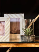 Oxana Small Ribbed White Marble Photo Frame