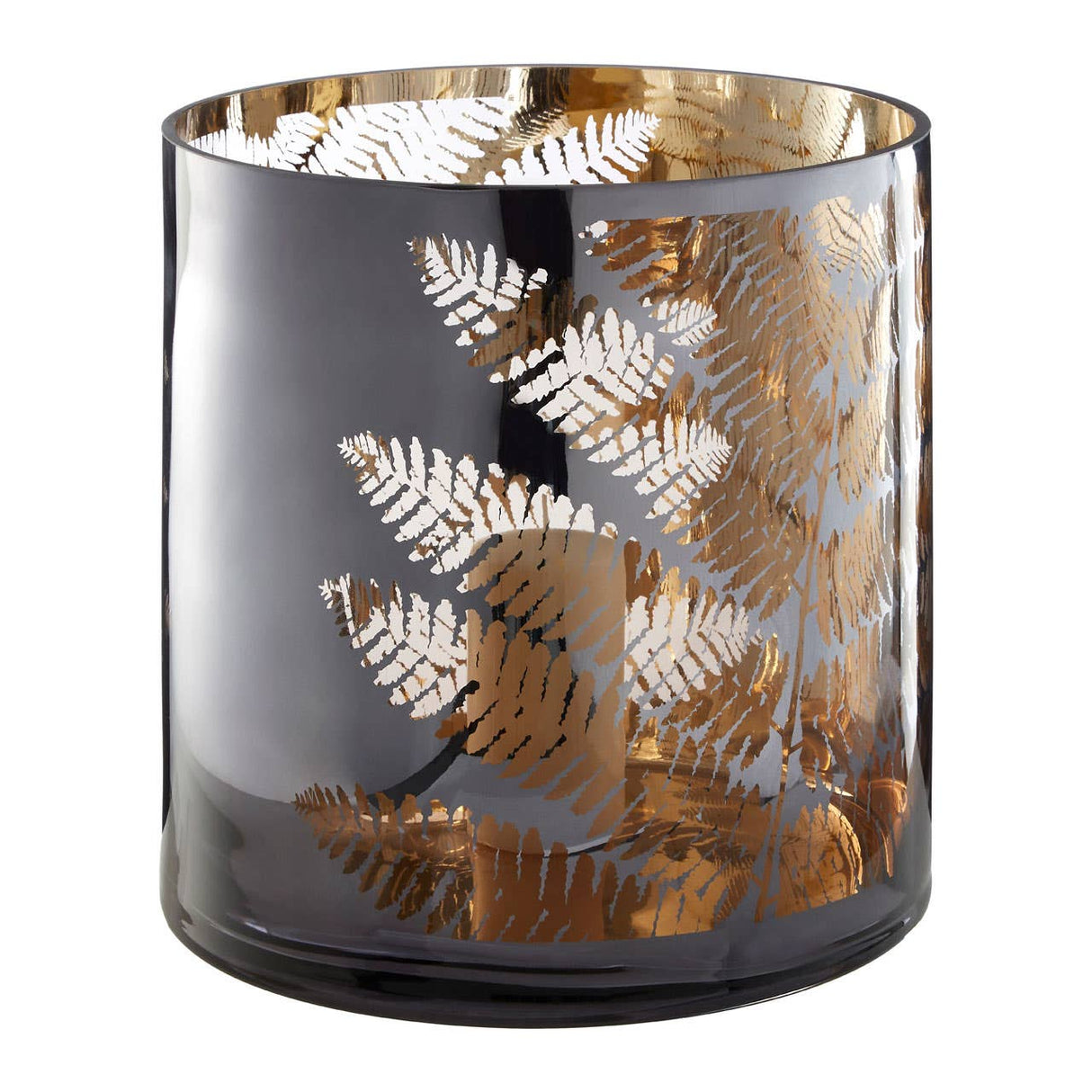 Fern Large Glass Hurricane Candle Holder