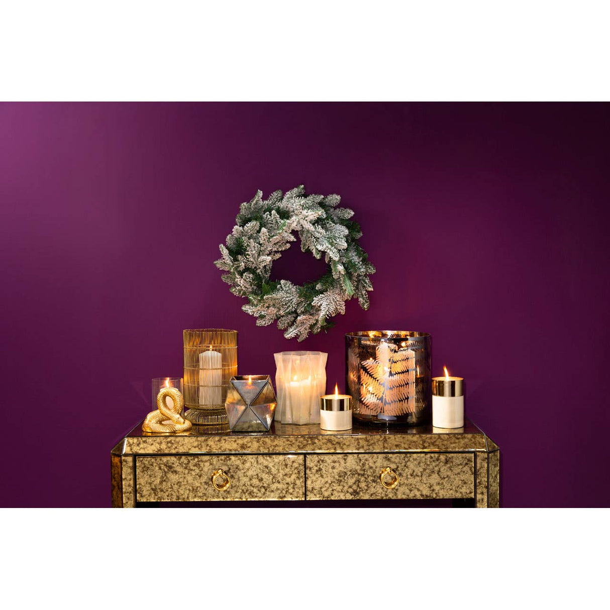 Fern Large Glass Hurricane Candle Holder