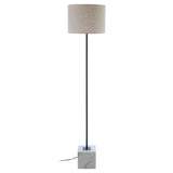 Murdoch Natural Linen Shade With White Marble Base Floor Lamp