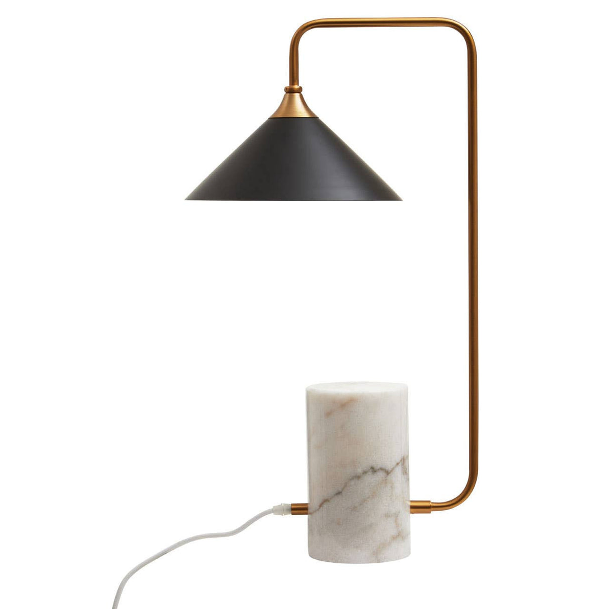 Marmo Black Shade Table Lamp With White Marble Base