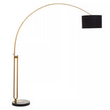 Hubert Antique Brass Floor Lamp with Black Marble Base