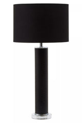 Hanah Black Snake Leather Effect Table Lamp with Chrome Base