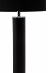 Hanah Black Snake Leather Effect Table Lamp with Chrome Base