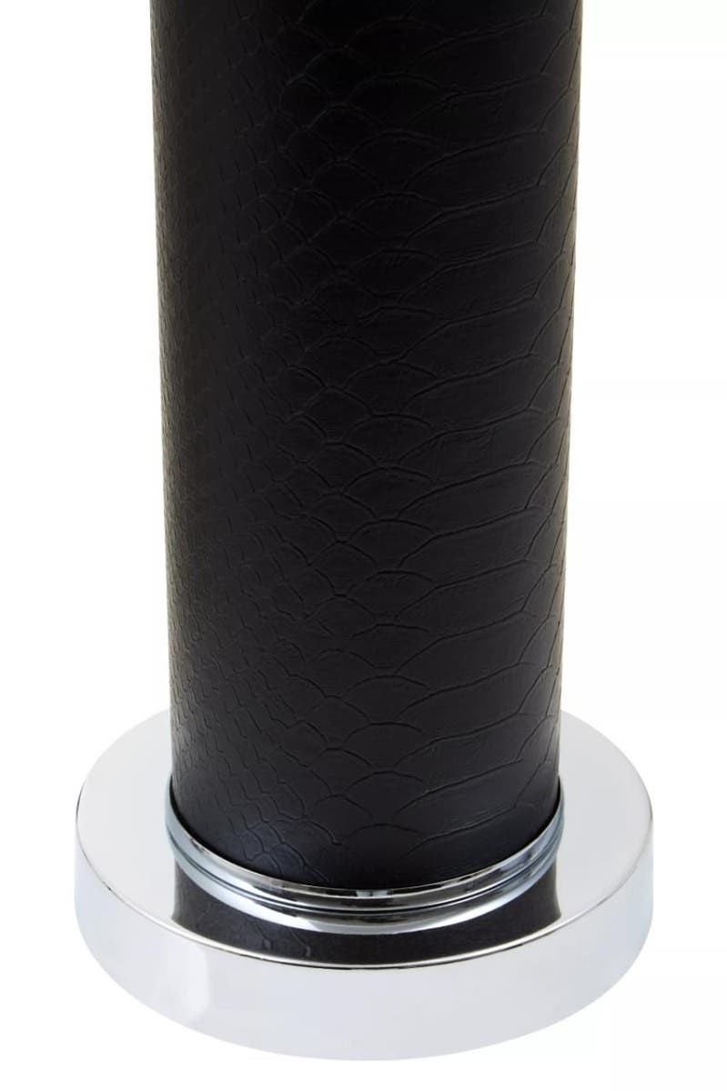 Hanah Black Snake Leather Effect Table Lamp with Chrome Base
