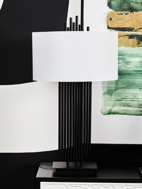 Impero Table Lamp With White Linen Shade