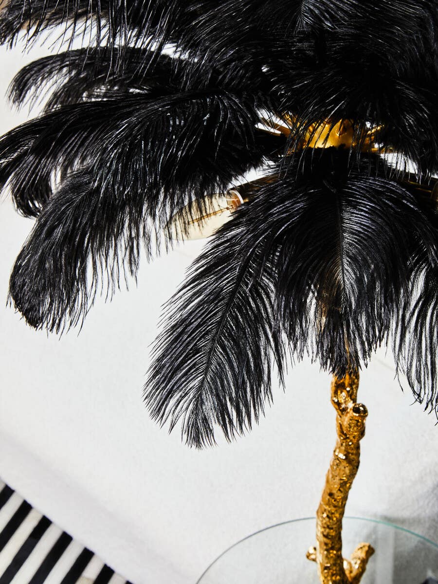 Zendaya Black Ostrich Feather Table Lamp