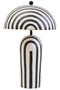 Carta Black and White Stripe Papier Mache Table Lamp with Dome Shade