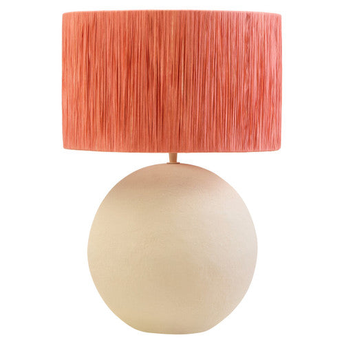Carta Natural Papier Mache Table Lamp with Rust Raffia Shade
