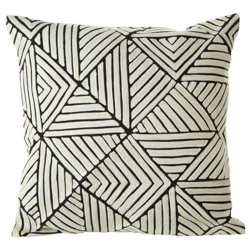 Bosie Ozella Black and Geometric Maze Design Square Cushion