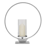 Cirqua Large Silver Candle Holder