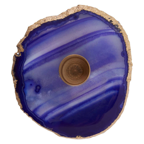 Bowerbird Agata Blue / Gold Candle Holder