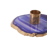 Bowerbird Agata Blue / Gold Candle Holder