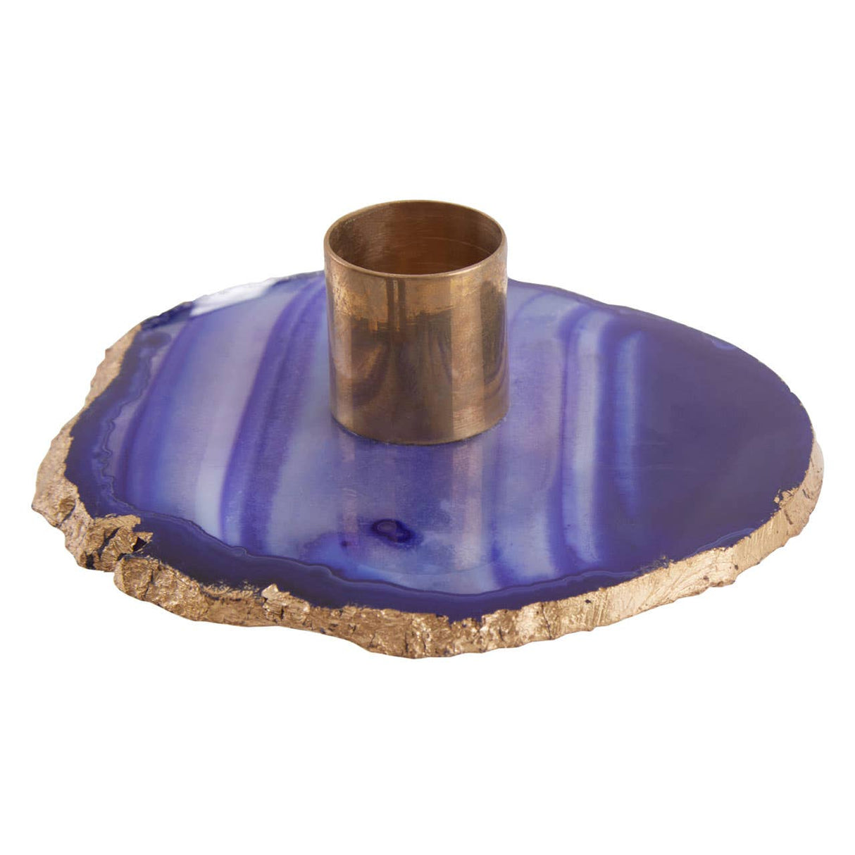 Bowerbird Agata Blue / Gold Candle Holder