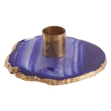 Bowerbird Agata Blue / Gold Candle Holder