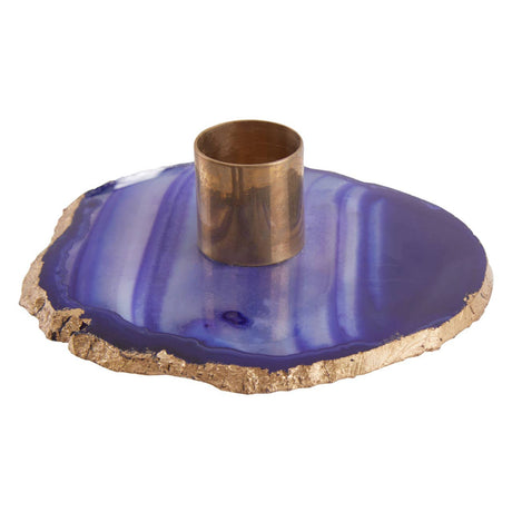 Bowerbird Agata Blue / Gold Candle Holder