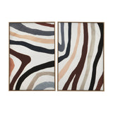 Astratto Set of Two Multi Coloured Abstract Wave Wall Art