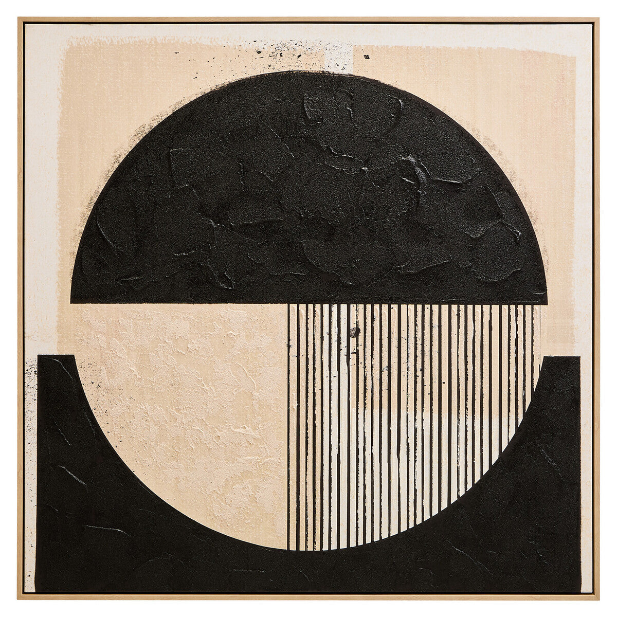 Astratto Black and Cream Abstract Square Wall Art