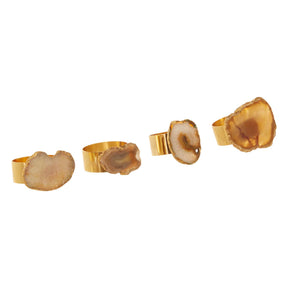 Bowerbird Agata Natural / Gold Napkin Rings