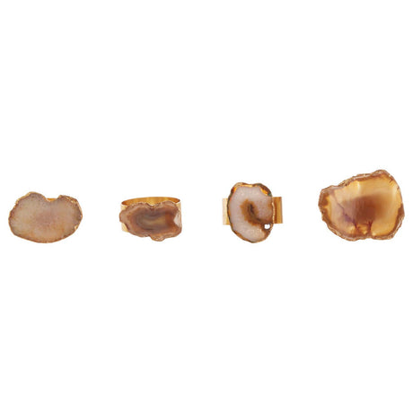 Bowerbird Agata Natural / Gold Napkin Rings