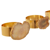 Bowerbird Agata Natural / Gold Napkin Rings