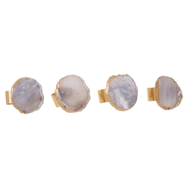 Bowerbird Agata Grey / Gold Napkin Rings