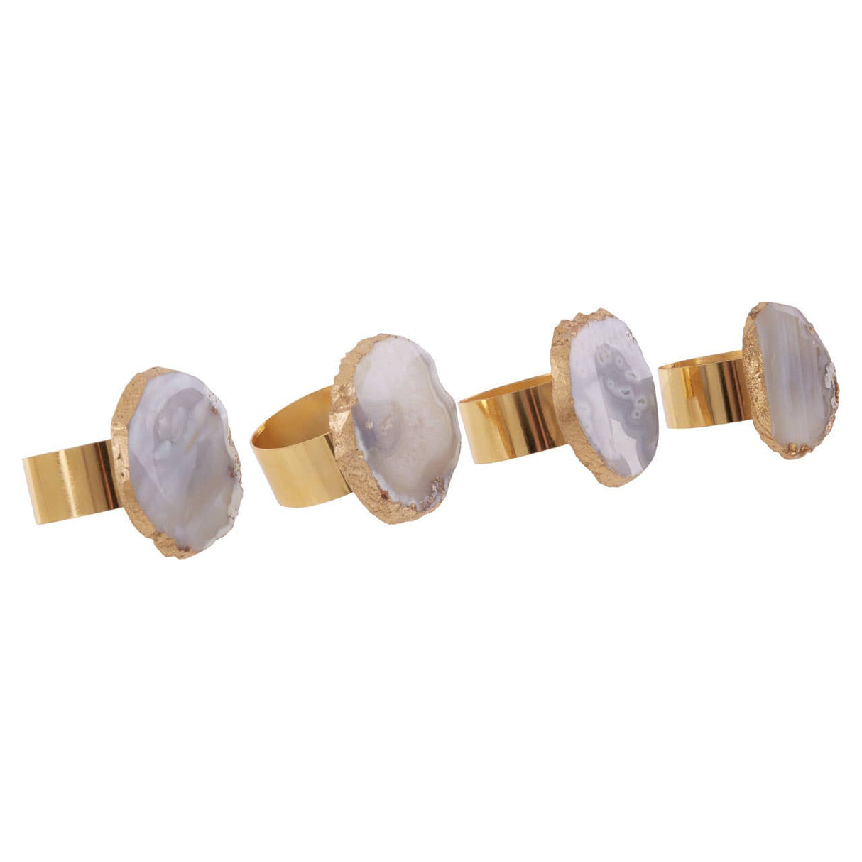 Bowerbird Agata Grey / Gold Napkin Rings