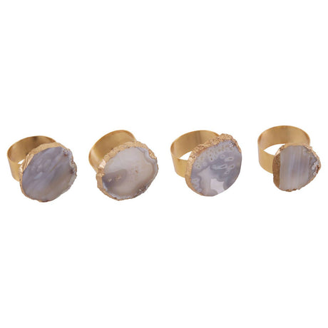 Bowerbird Agata Grey / Gold Napkin Rings