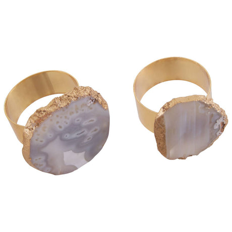 Bowerbird Agata Grey / Gold Napkin Rings
