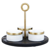 Omari Condiment Set With Black Slate Tray