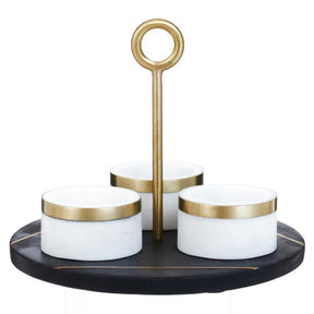 Omari Condiment Set With Black Slate Tray