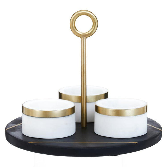 Omari Condiment Set With Black Slate Tray