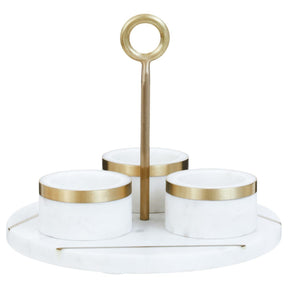 Omari Marble Condiment Set With White Tray