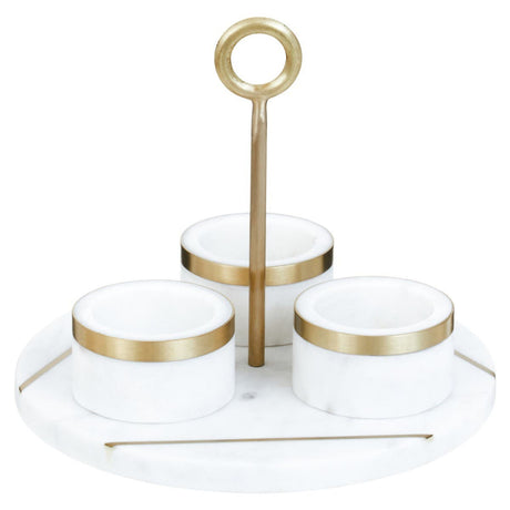 Omari Marble Condiment Set With White Tray