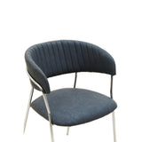 Tamzin Dark Grey Leather Curved Dining Chair
